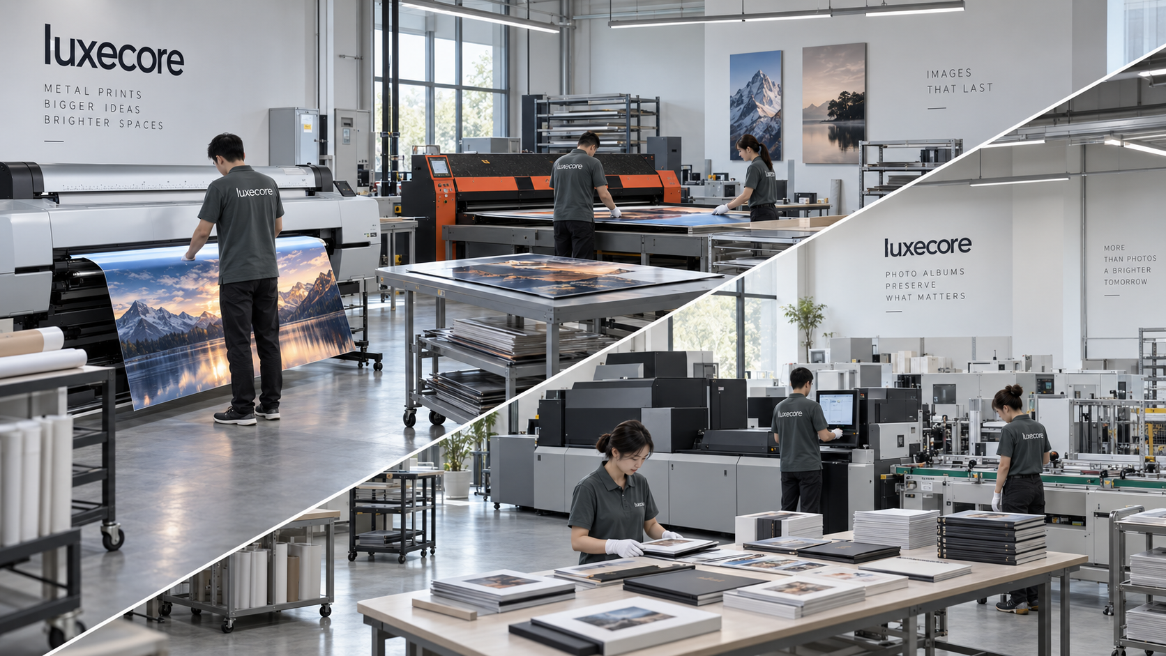 Luxecore metal print and photo book production studio in Shanghai